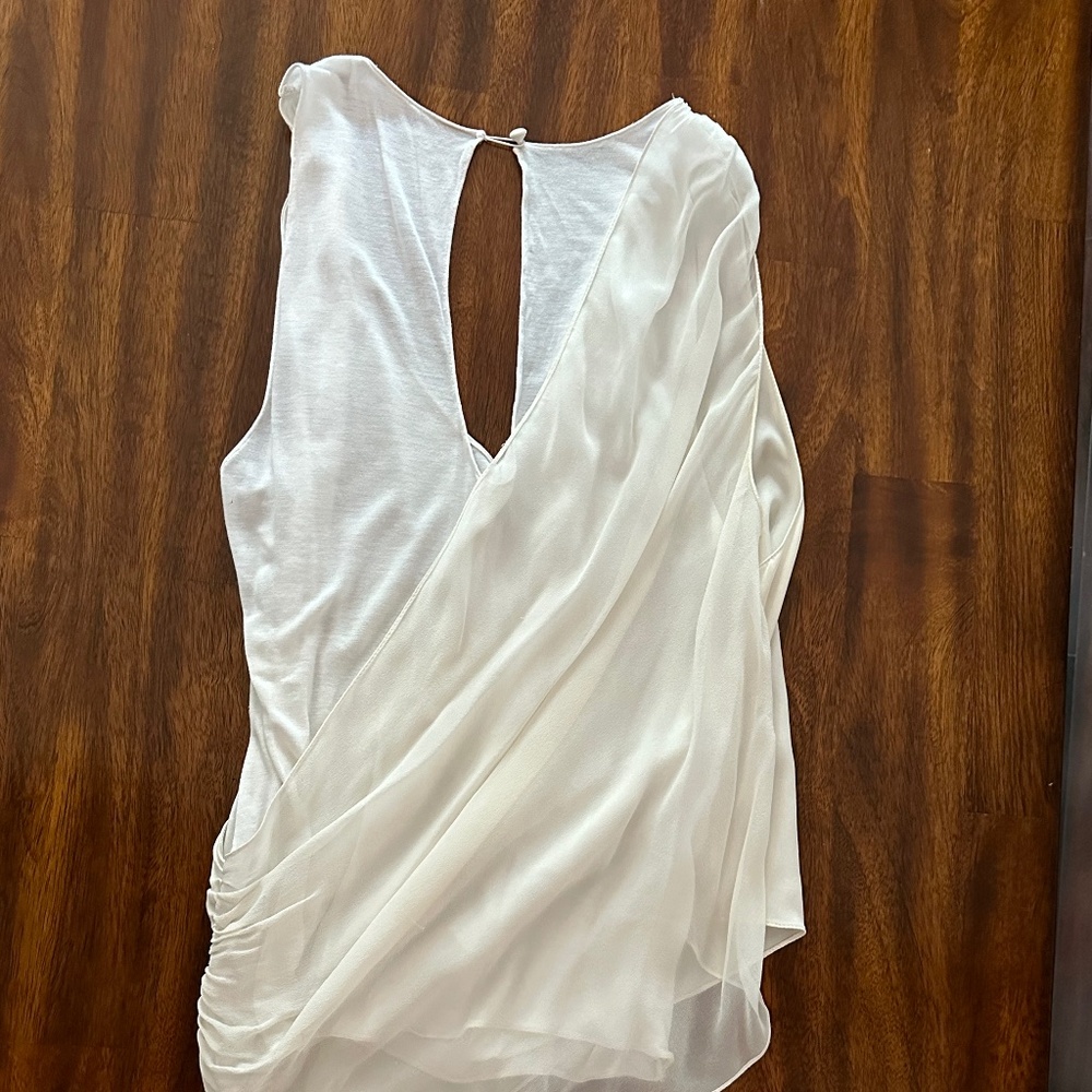 Ivory Cream/White Drape Cascade Women Blouse. No Size Tag.Small‎ - Picture 6 of 8